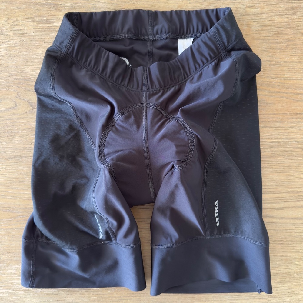 Ultra Women's Cycling Shorts-Black-Padded Seat-Mesh Side Panels-10" Inseam-Sze S